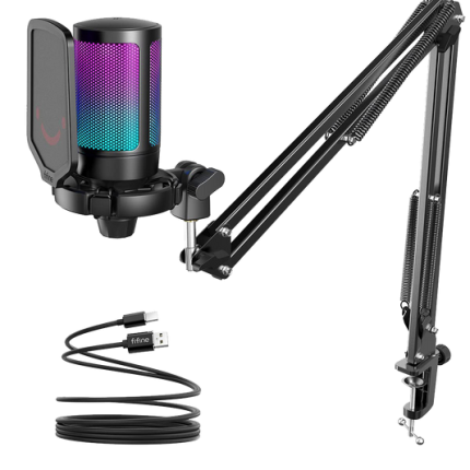 USB Gaming Microphone Kit for PC & Streaming - Black