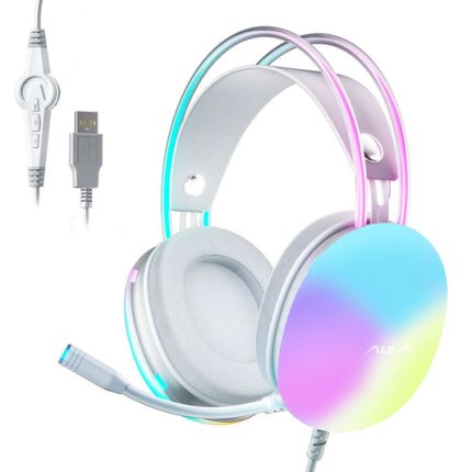 Green Wired RGB Gaming Headset with Noise Reduction Mic