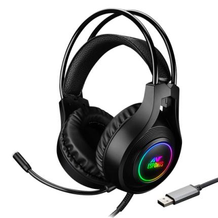 USB 7.1 Surround Sound Wired Gaming Headset - Black